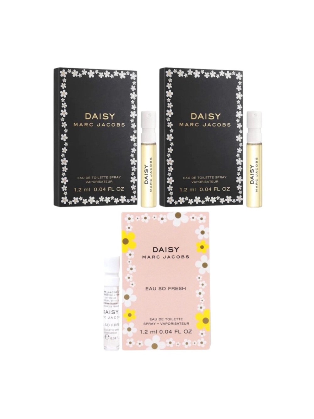 MARC JACOBS Daisy & Daisy Eau So Fresh Samples (3) - .04 fl oz ea. NEW ON CARD